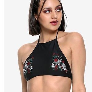 Spiderweb & Rose Halter Bikini NWOT